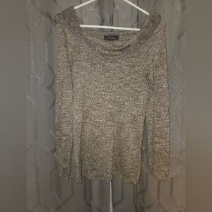 White House Black Market Gray Off the Shoulder Cowl Neck Sweater Size S.